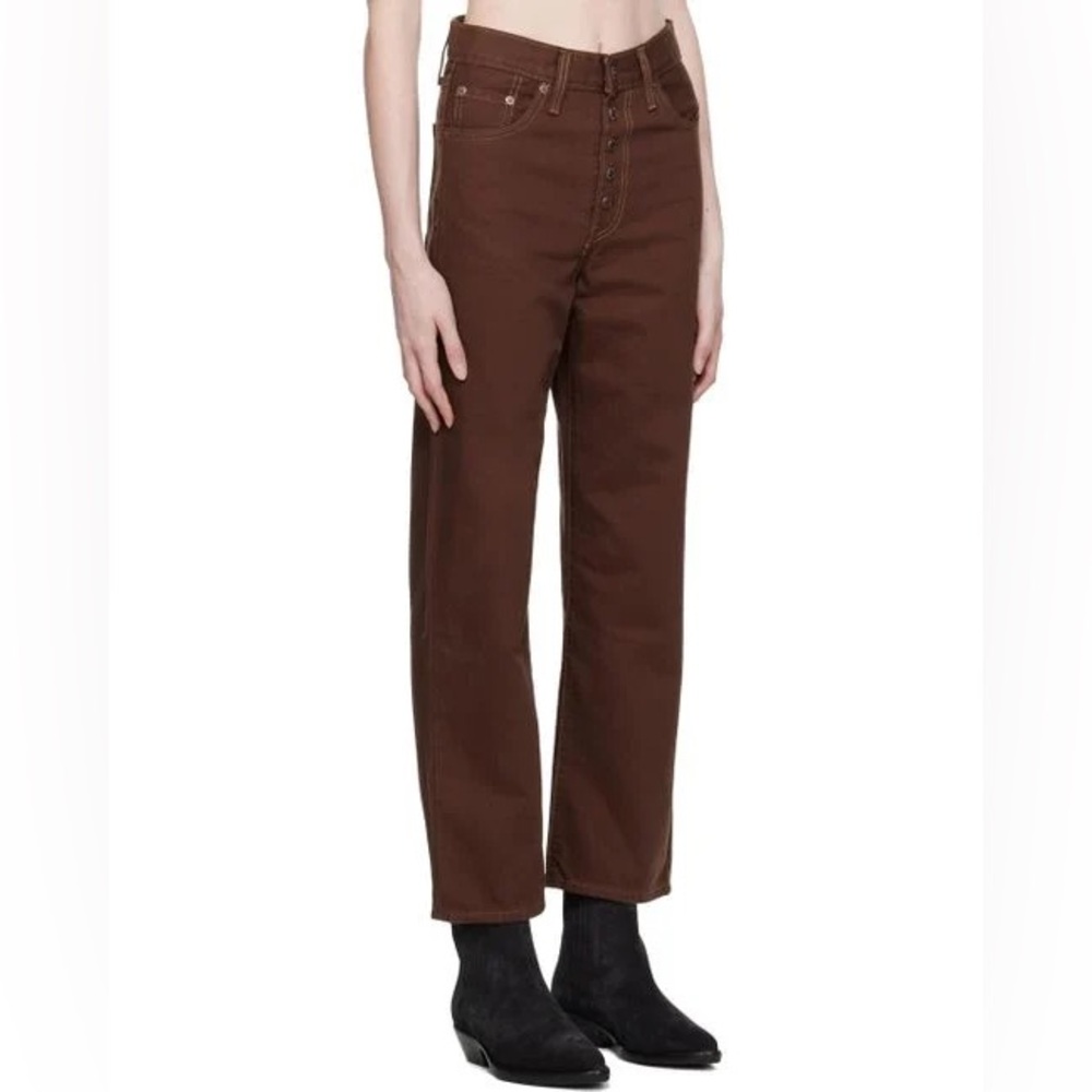 LAST CHANCE Levi's Brown Ribcage high rise Straight Ankle Jeans 26 snap button